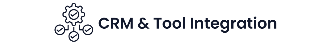 CRM and Tool Integration icon with connected gear and checkmarks representing how Evenflow unifies CRMs and business tools for seamless workflows on the How It Works page